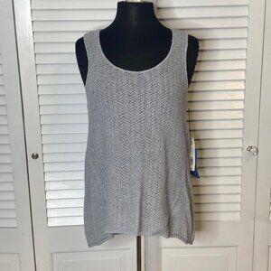 Simply Vera Vera Wang | NWT Silver Gray Loose Knit Sleeveless Blouse | Size L